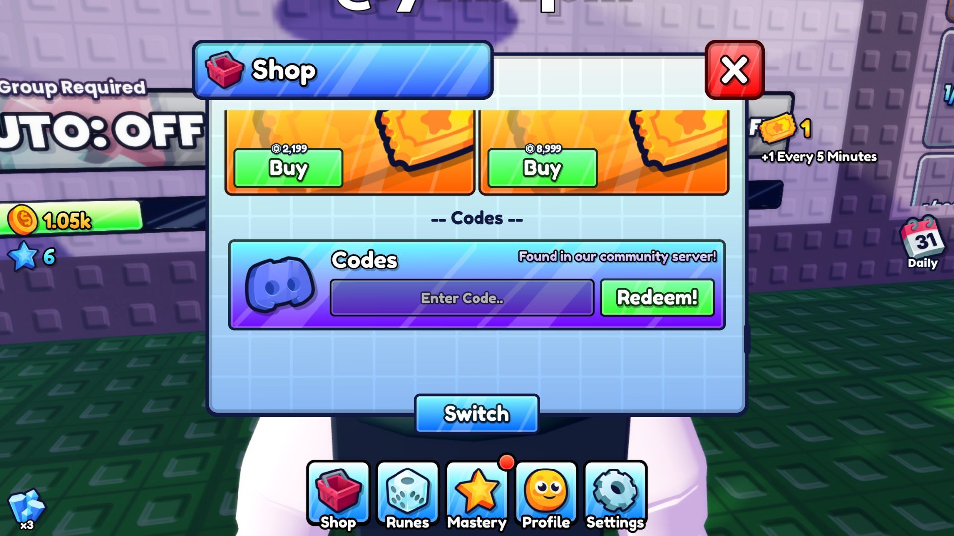 Dice Rolling Incremental - the codes tab