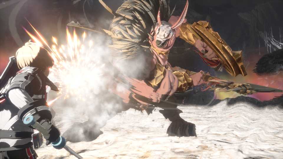 Echoes of Aincrad Press Image 1 a monster fights a man as sparks fly