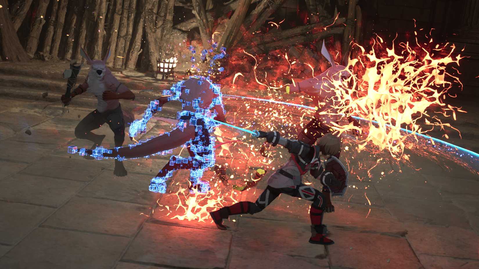 Echoes of Aincrad Press Image 3 a warrior slashes with his sword as fire effects light up the screen