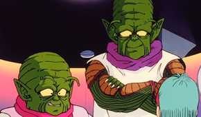 The fake Namekians speaking to the heroes inside their ship.