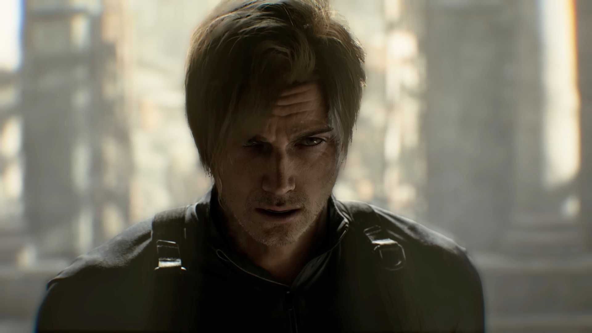 Close-up de Leon em Resident Evil Requiem