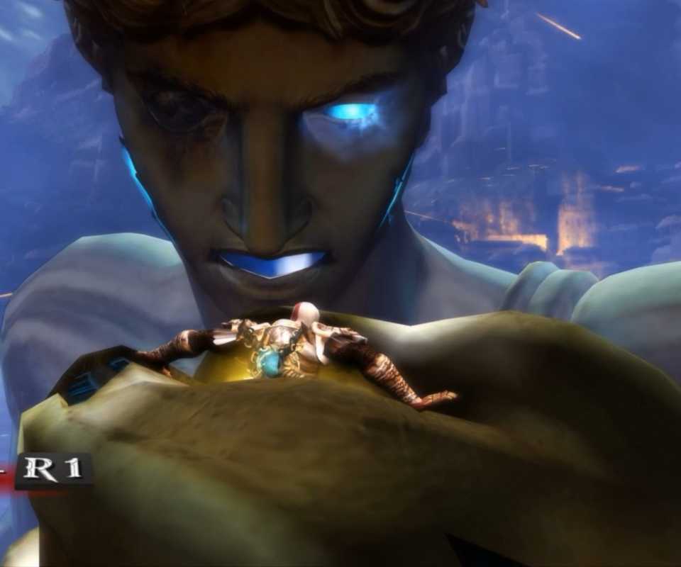 Fighting a colossus in God of War 2 (2007)