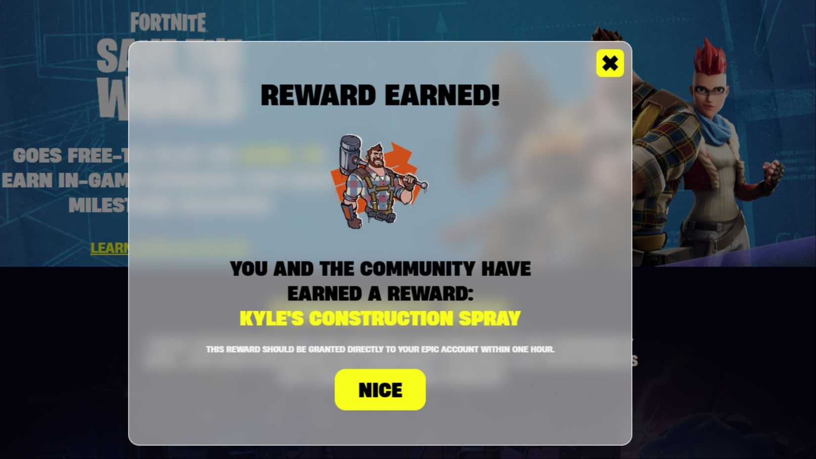 fortnite save the world reward