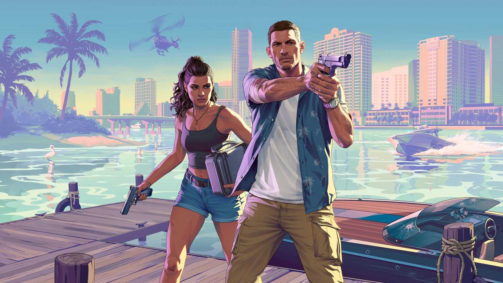 GTA 6 Jason and Lucia with guns drawn