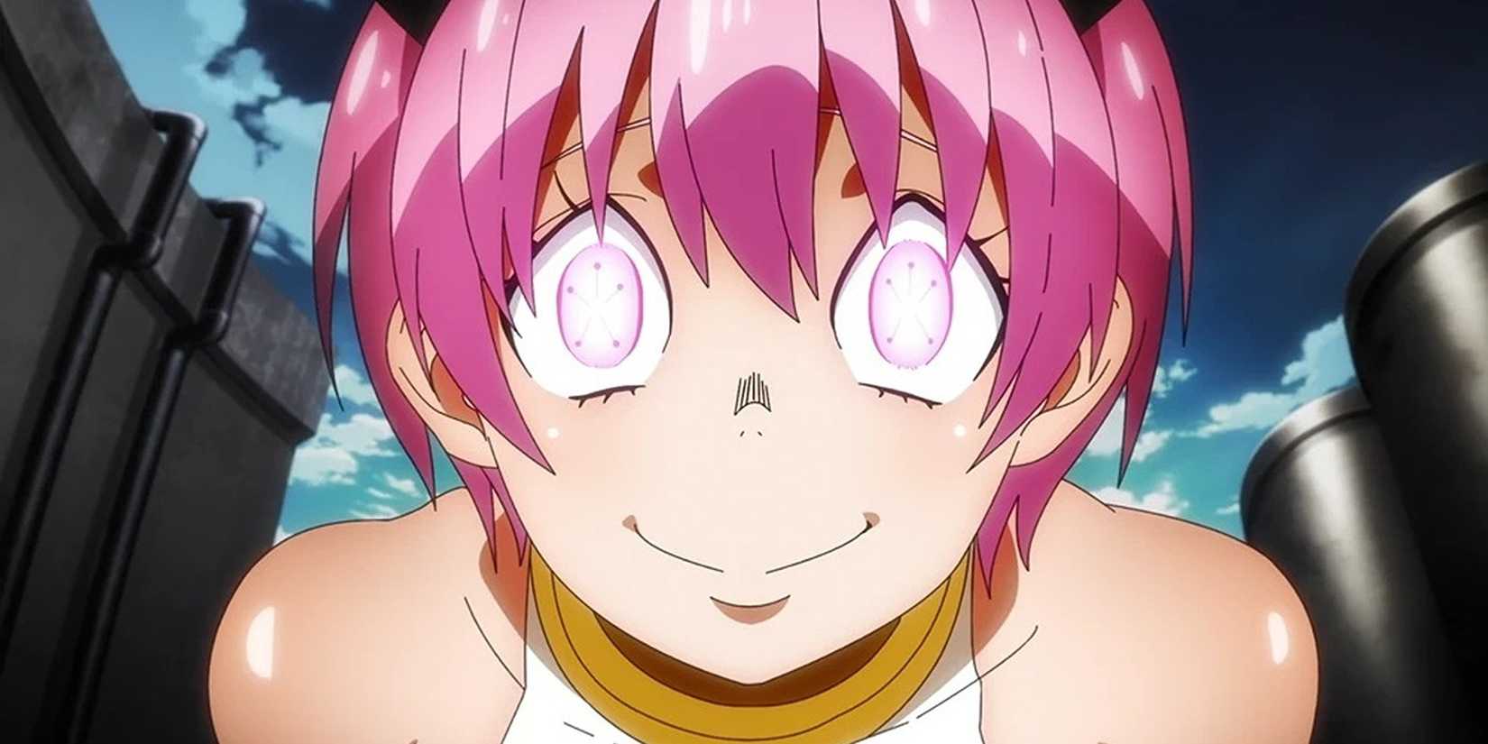 Inca looks excited and her eyes are pink.