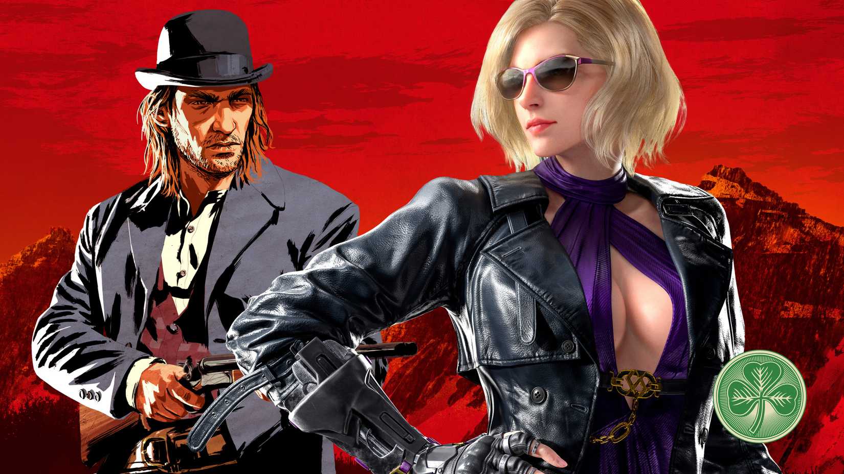 red dead redemption sean maguire and nina williams from tekken with an RDR background