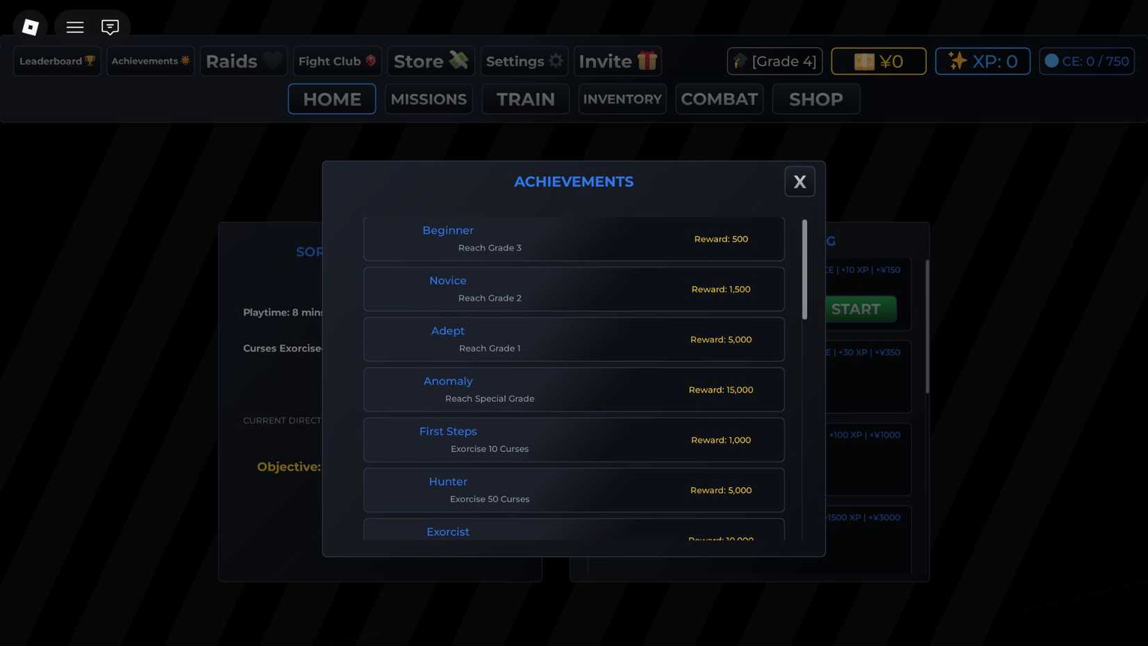 Jujutsu Kaisen Incremental achievements