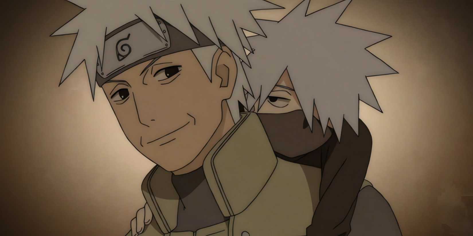 Kakashi as a child is carried by his father, Sakumo.
