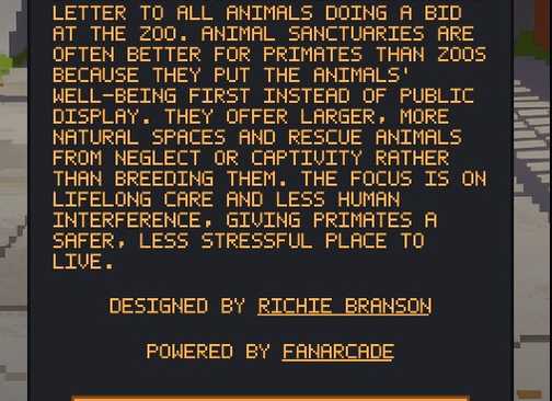 Pesan penting tentang animal sanctuaries dalam Zoo Fighter.