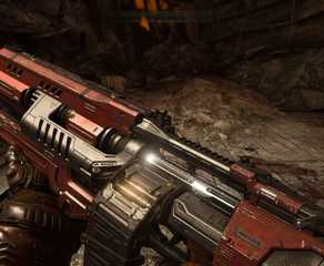 Looking at a gun in Doom Eternal (2020)