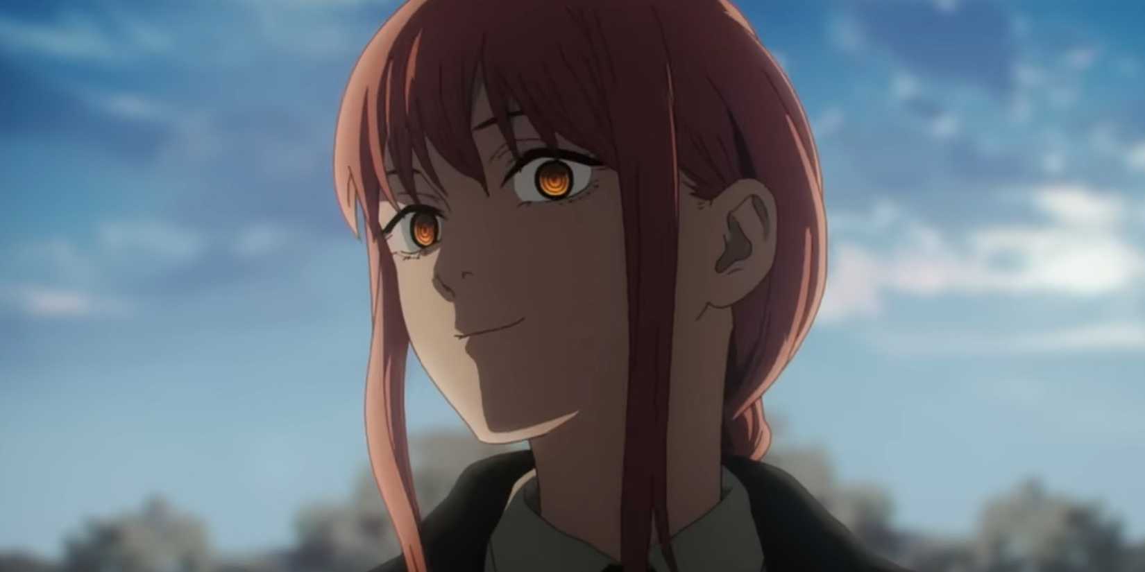 Makima smiles at Denji in Chainsaw Man.