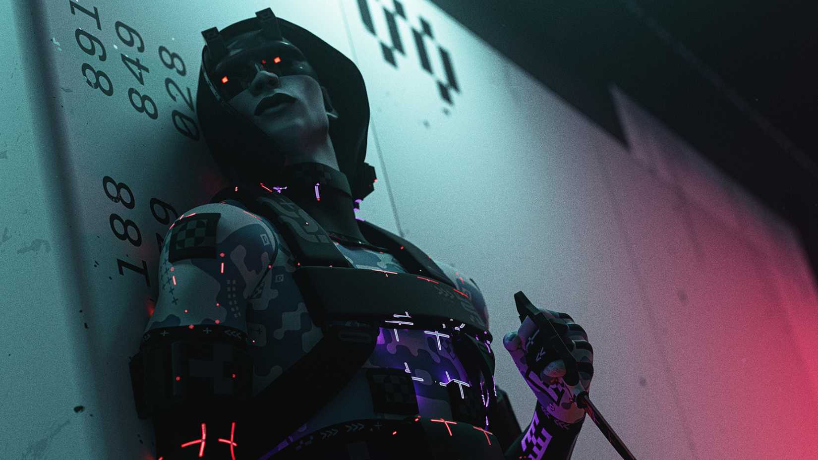 Runners hide behind a wall in Marathon