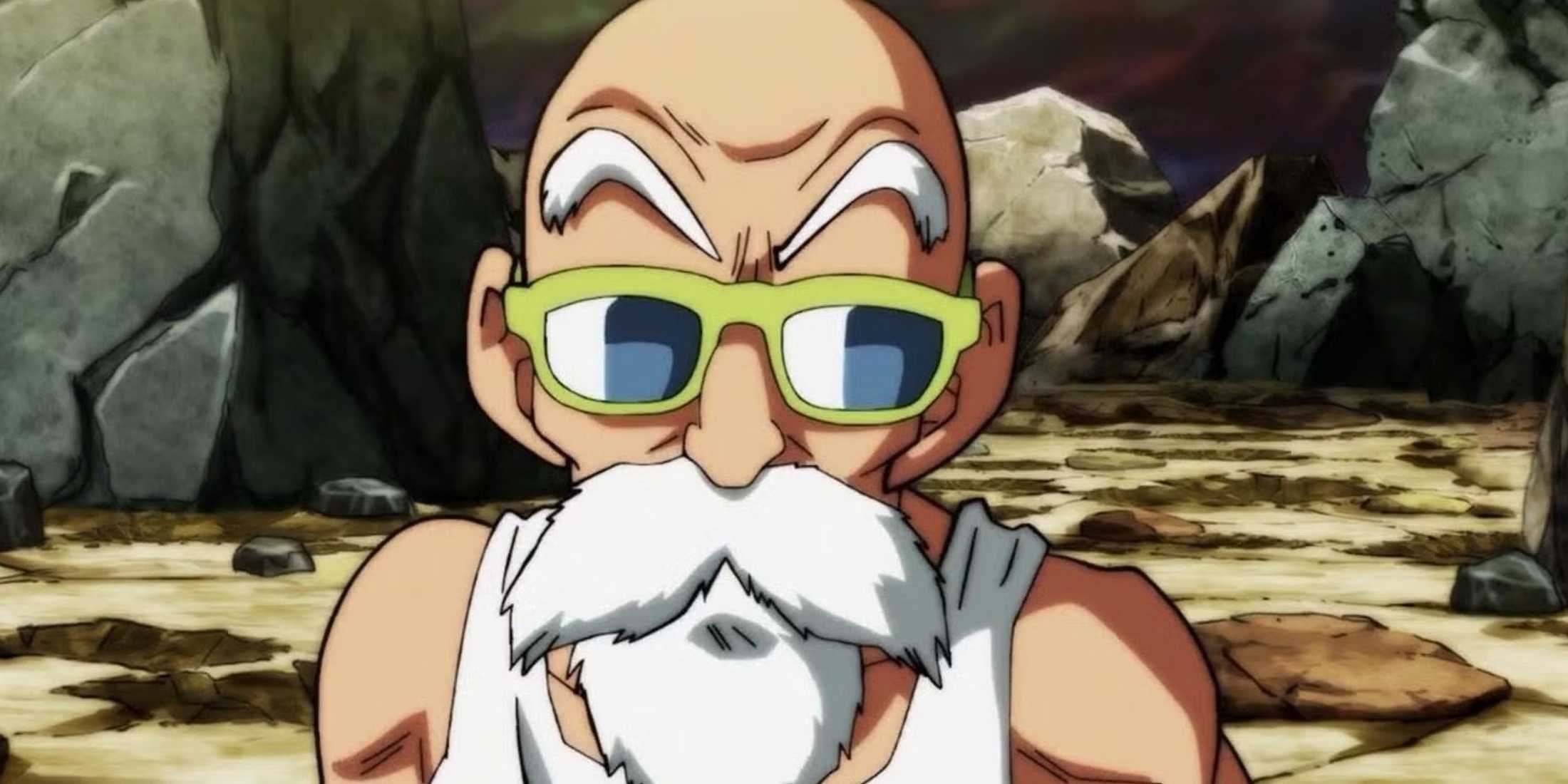 Master Roshi surrounded by rocks.