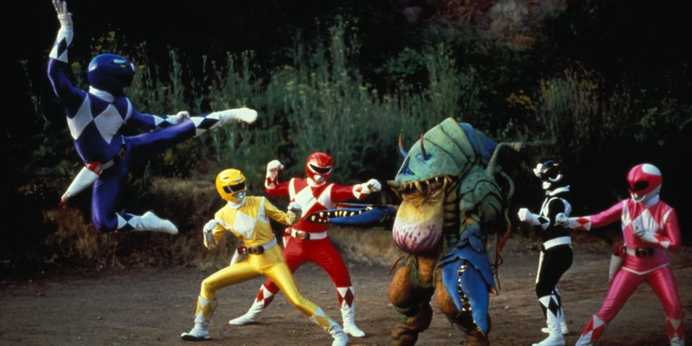 A fight scene from Mighty Morphin Power Rangers