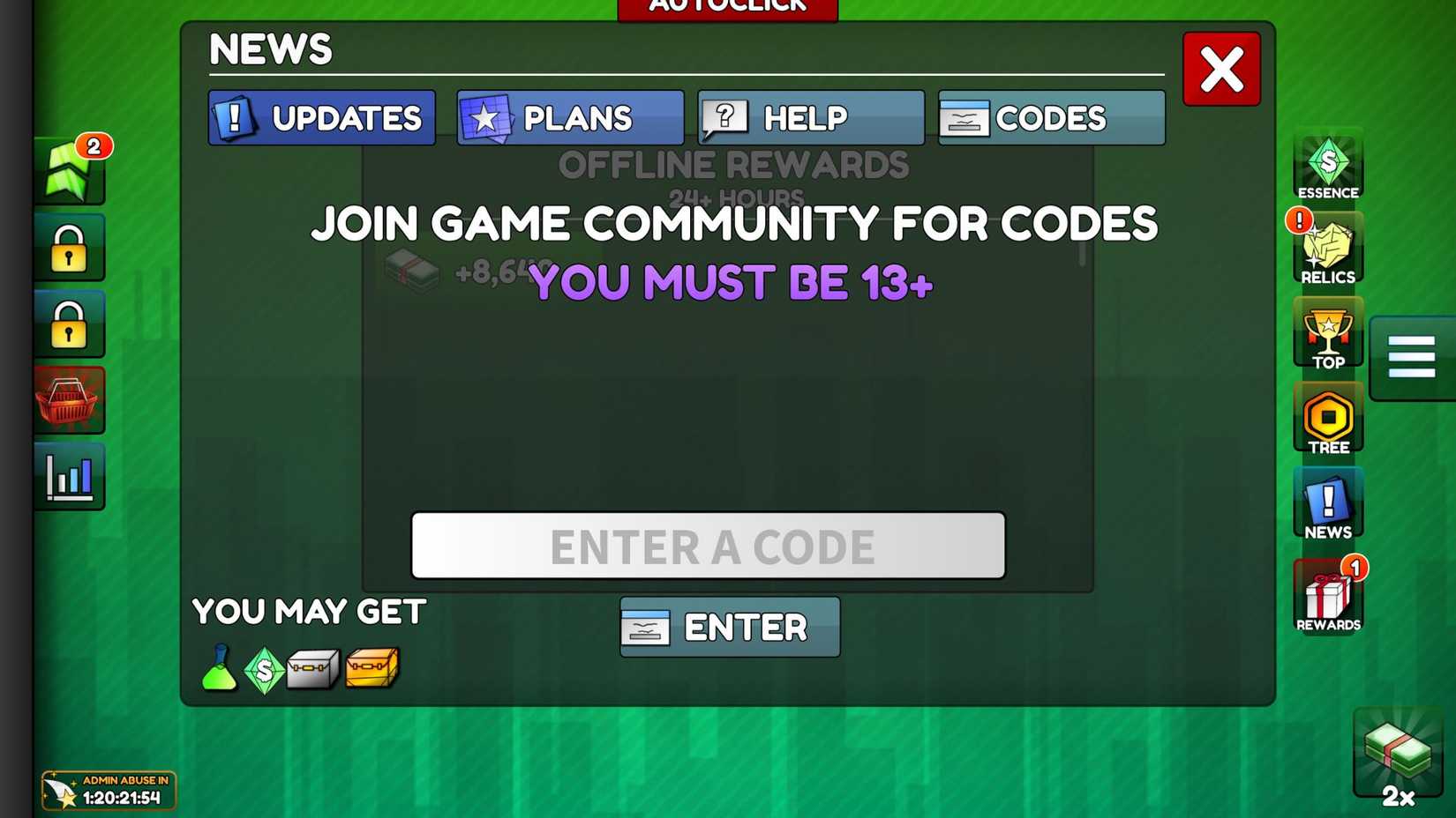 Money Clicker Incremental - Codes Tab