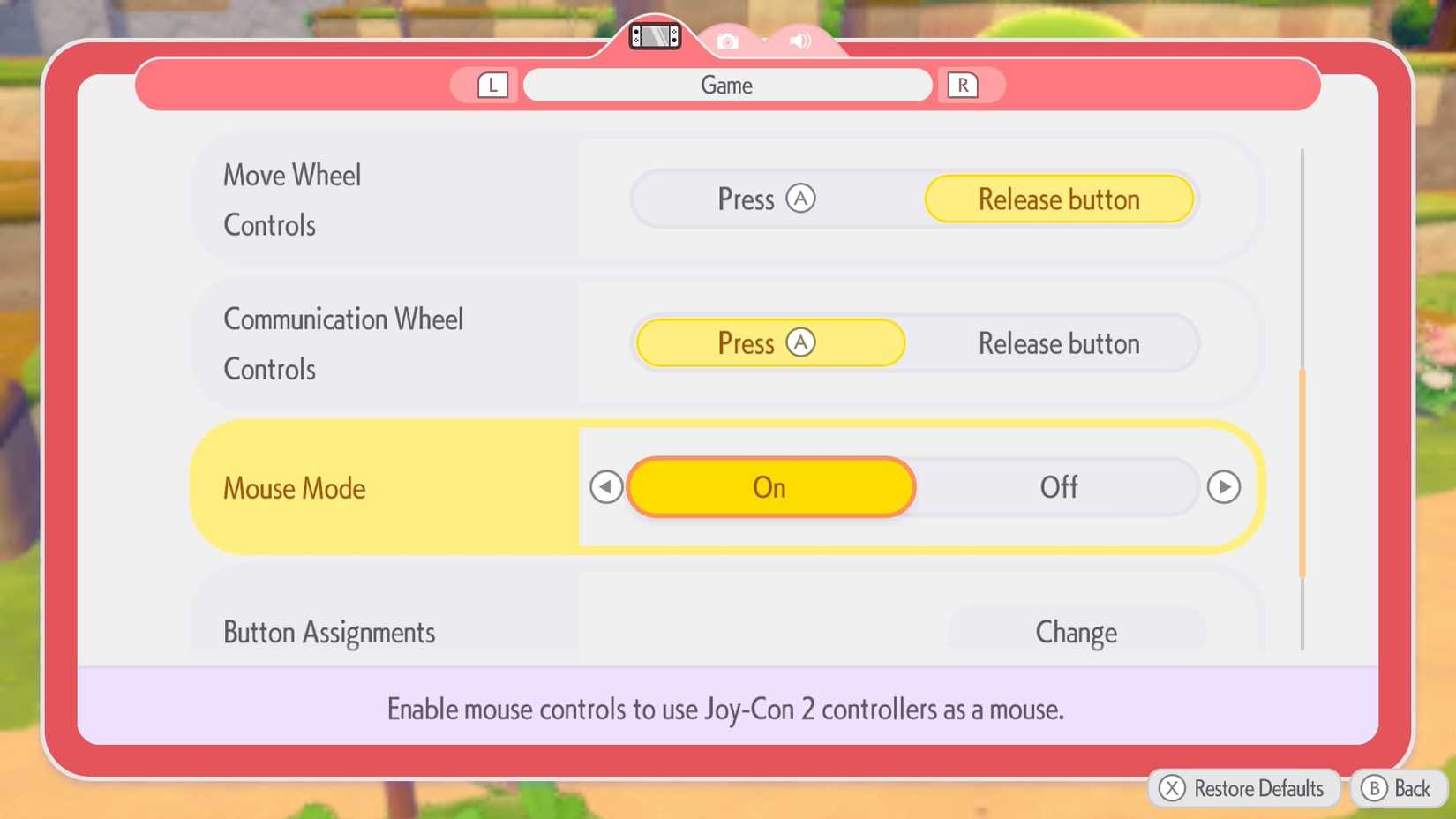 mouse mode setting in pocopy