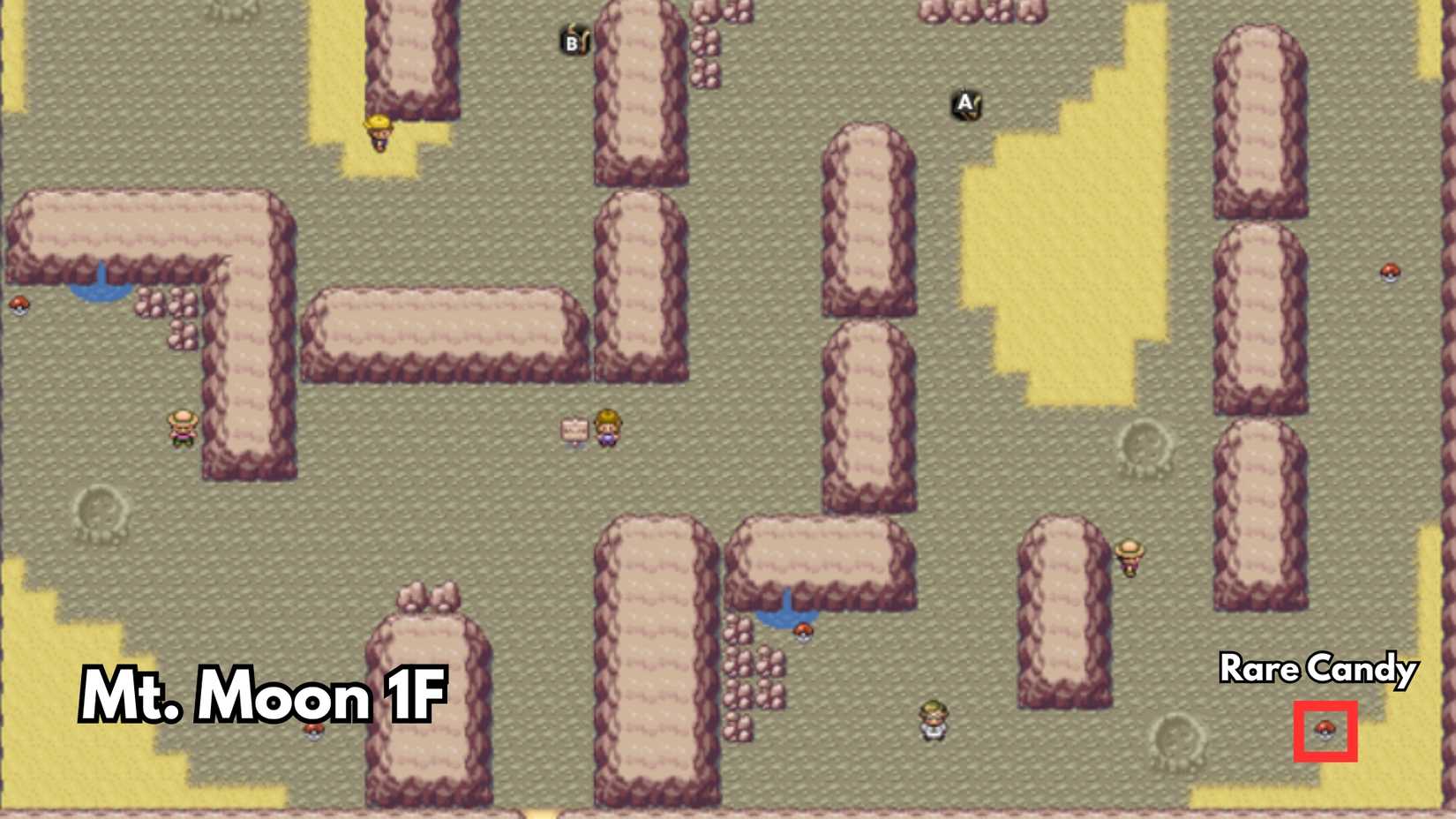 Mt. Moon 1F rare candy location pokemon firered leafgreen