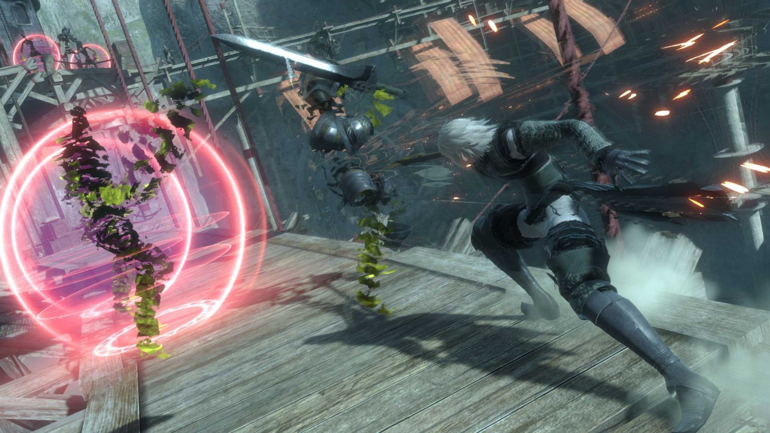 Nier Replicant Nier battles some shades.