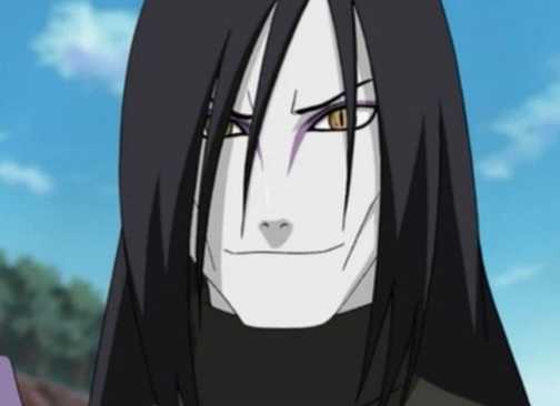 Orochimaru Tersenyum di Langit Biru orochimaru grins against a blue sky.
