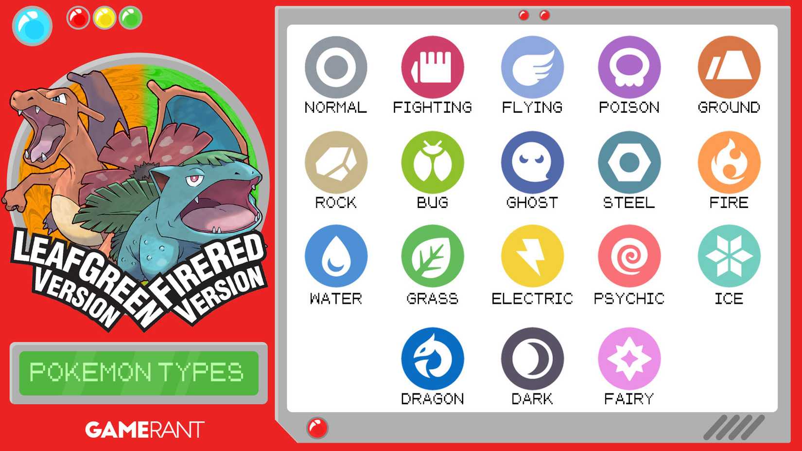 Type chart for the LeafGreen/Fire Red Pokemon