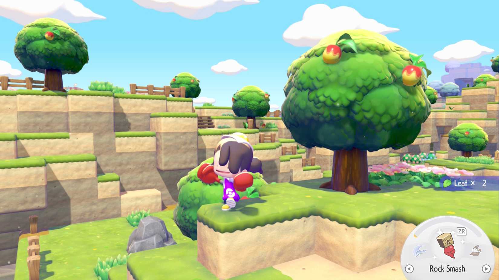 Ditto rearing back to use Rock Smash in Pokemon Pokopia in the Withered Wastelands