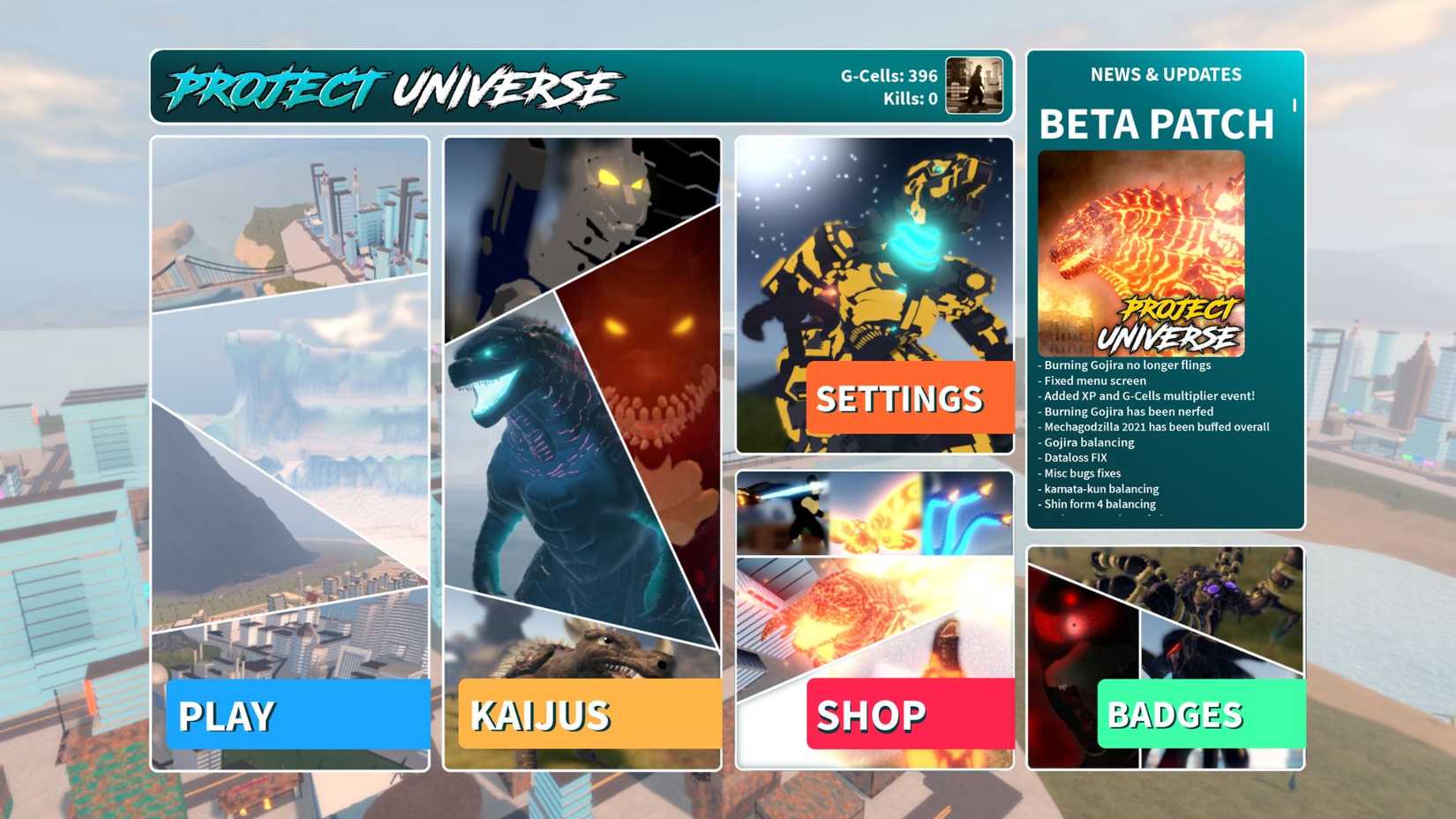 Project Universe menu