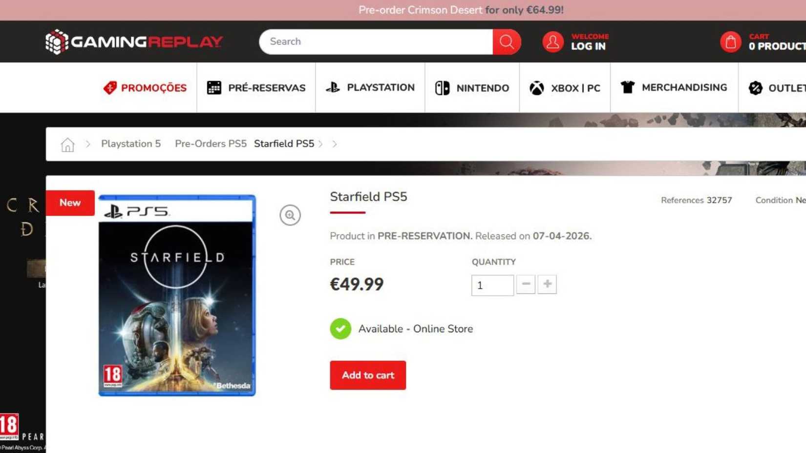 PS5 Starfield for pre-order on GamingReplay