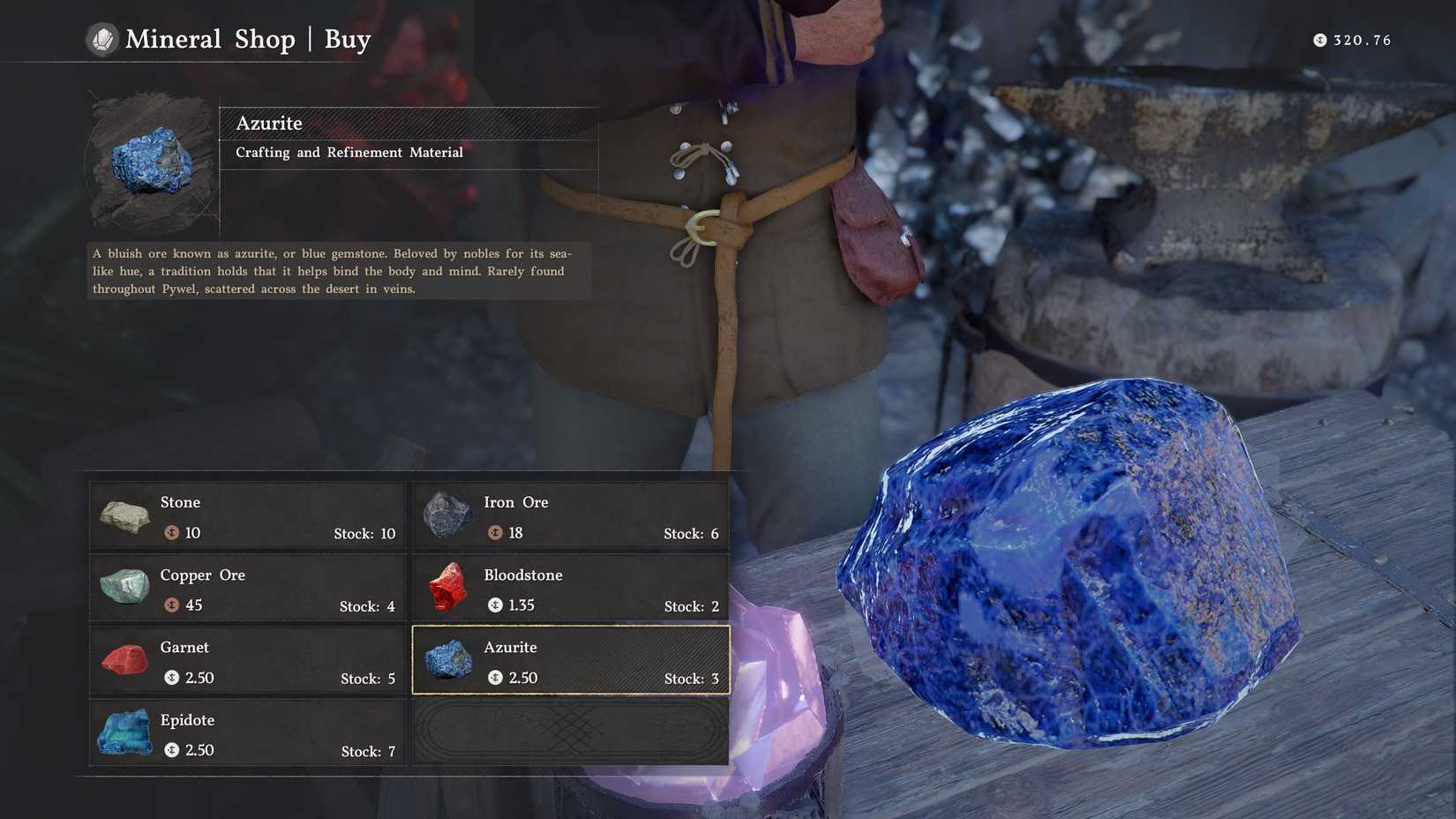 Buy Azurite from the Mineral Shop in Crimson Desert