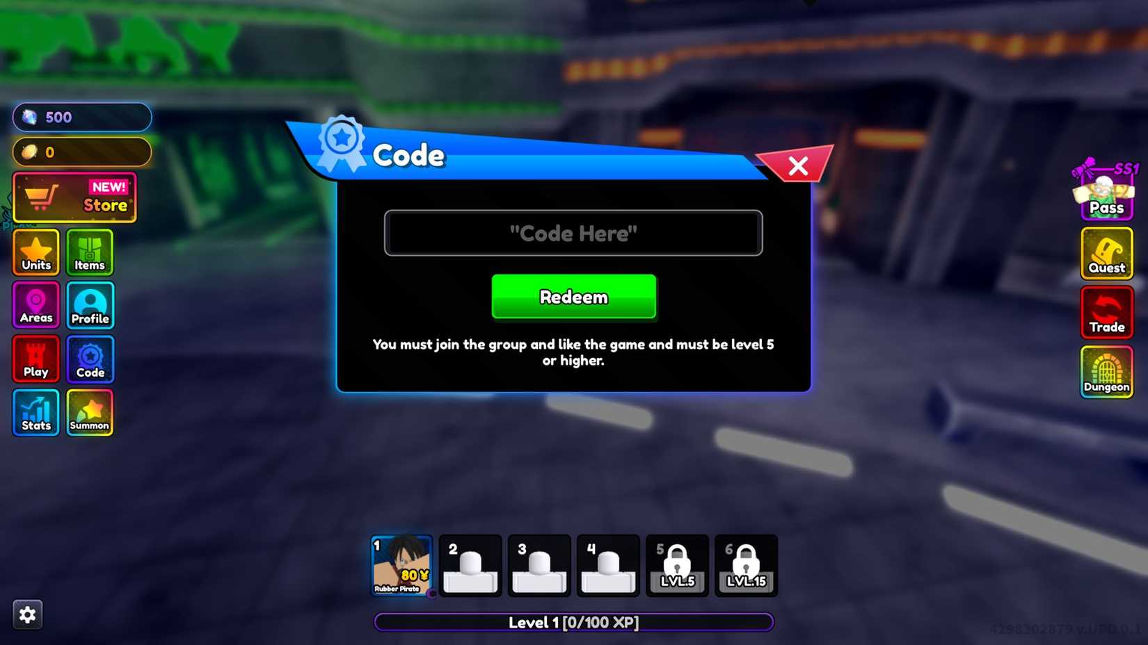 Re Rangers X the codes tab