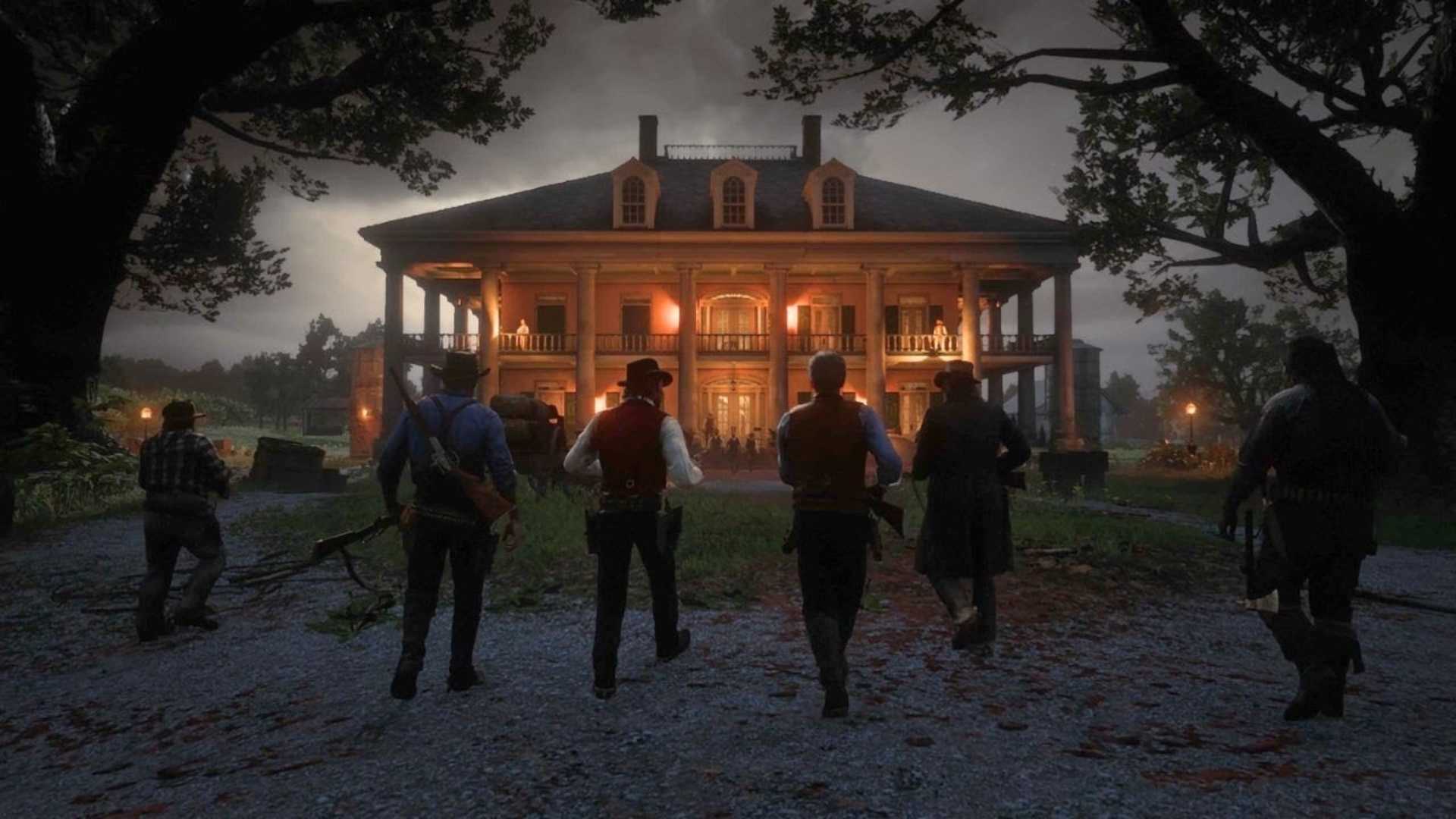 Attacking the Braithwaite Manor with the Gang in Red Dead Redemption 2