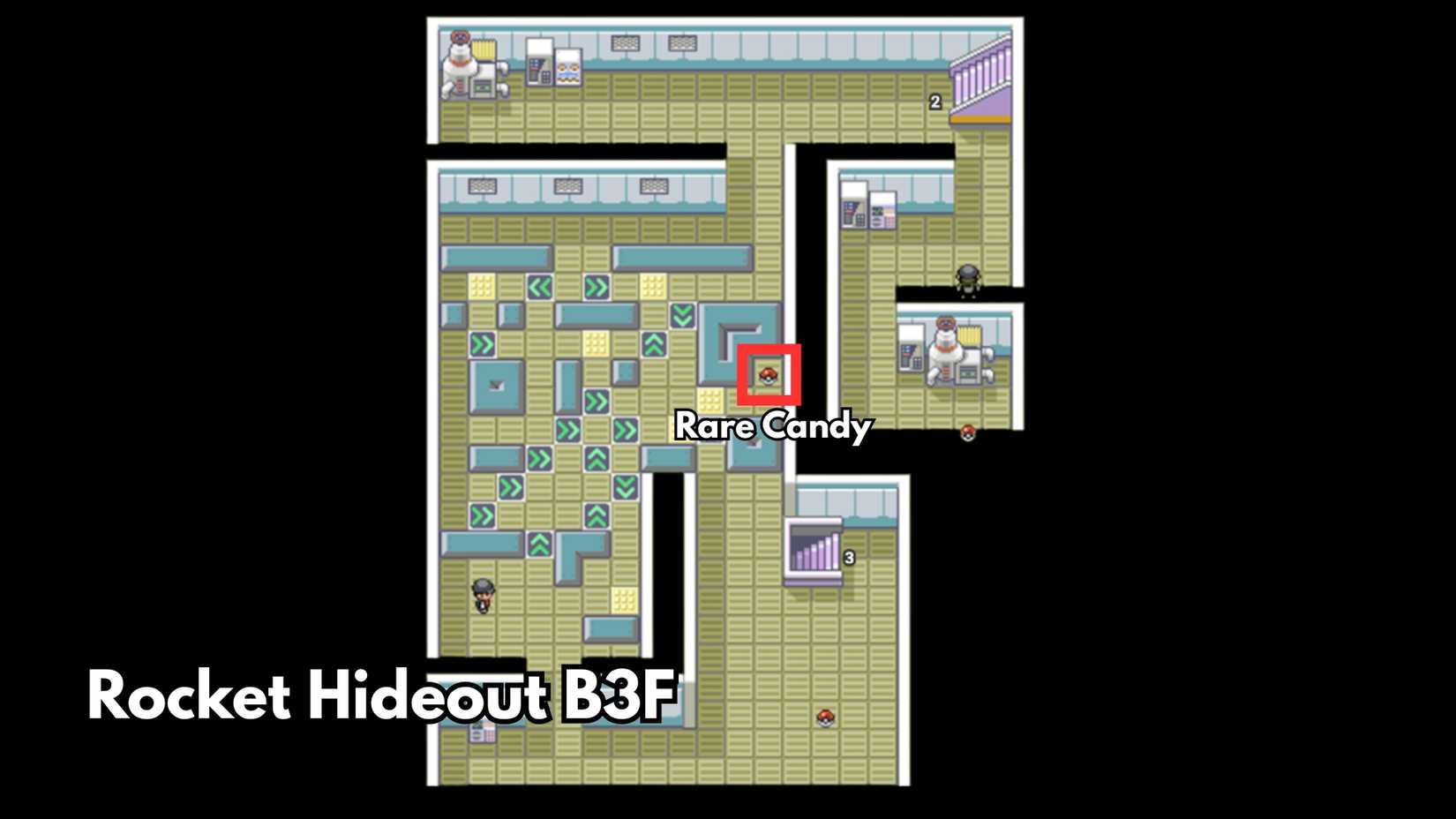 Rocket Hideout B3F rare candy location pokemon firered leafgreen