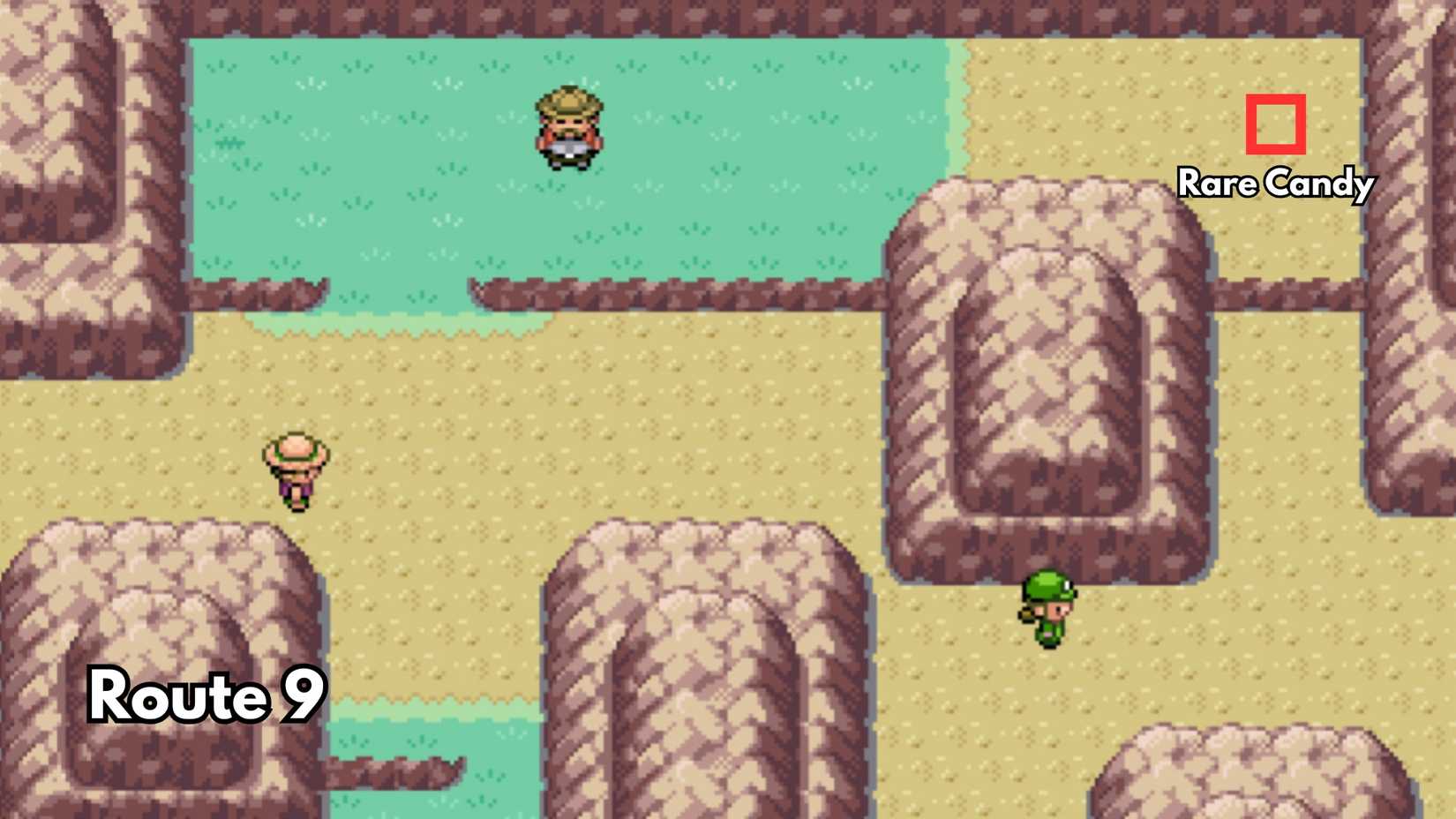 Route 9 rare candy location pokemon firered leafgreen