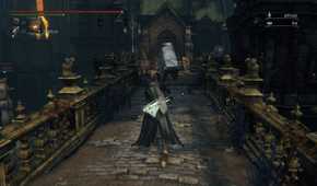 Running across a bridge in Bloodborne (PS4)