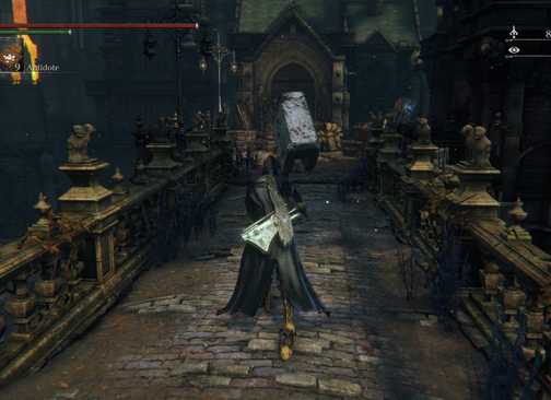 Running across a bridge in Bloodborne (PS4)
