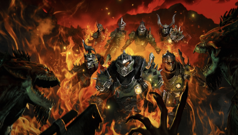 Diablo 4's Doom Crossover Shop Bundle image, showing each D4 class with Doom Slayer armor