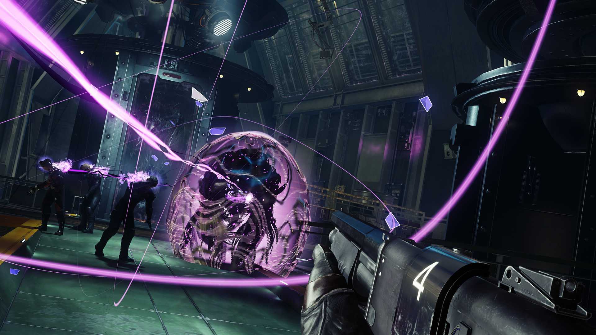 Shooting an enemy in Prey (Mooncrash DLC)
