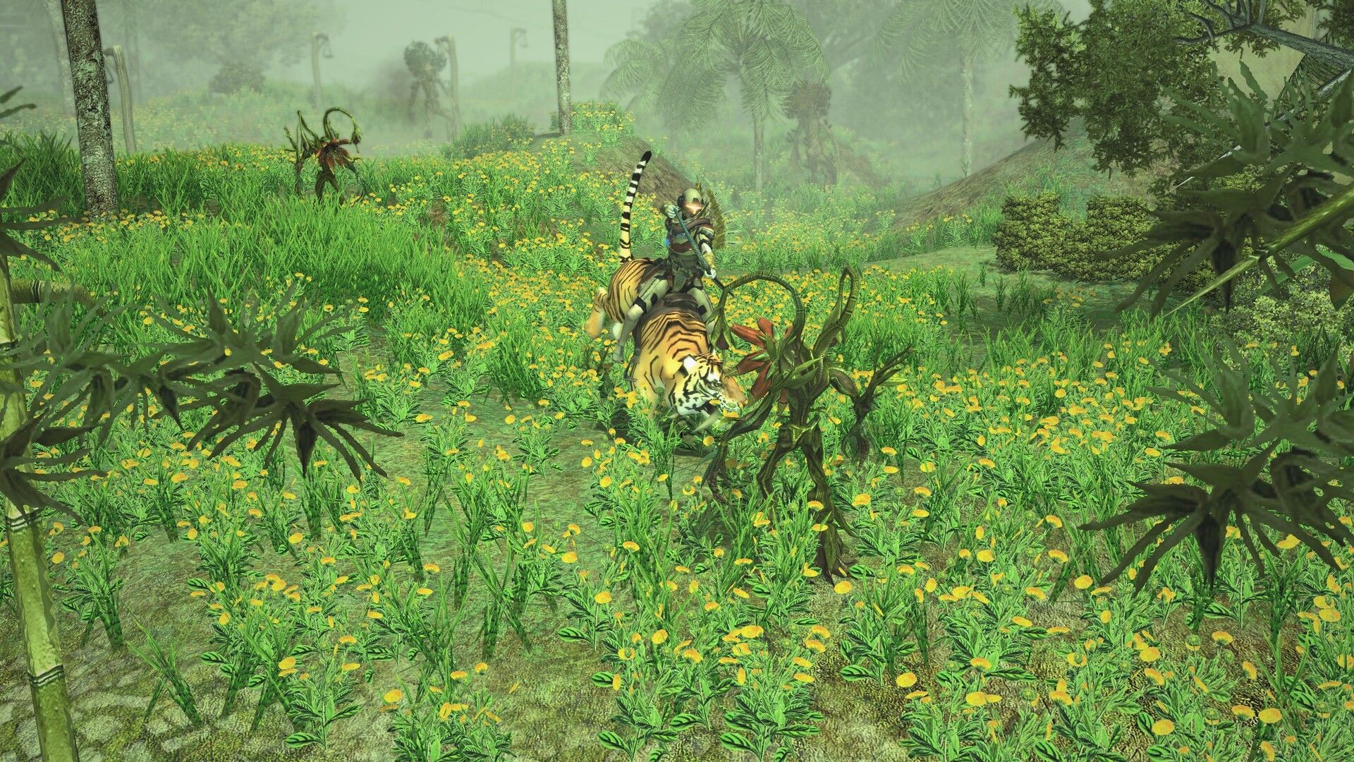 Shooting enemies on the back of a tiger in Sacred 2 Fallen Angel (Remaster)