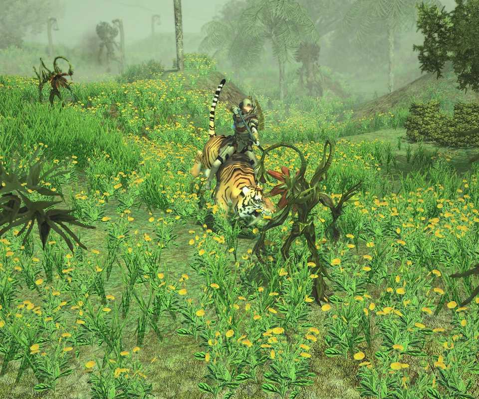 Shooting enemies on the back of a tiger in Sacred 2 Fallen Angel (Remaster)