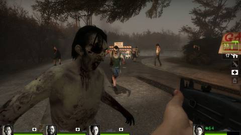 Shooting zombies in Left 4 Dead 2 (2009)