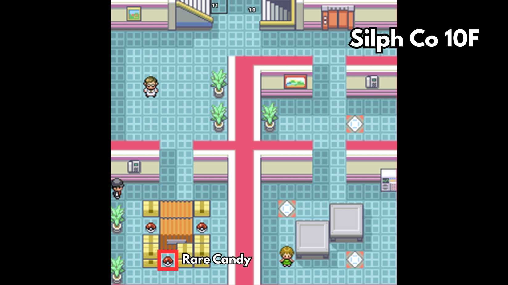 Silph Co 10F rare candy location pokemon firered leafgreen