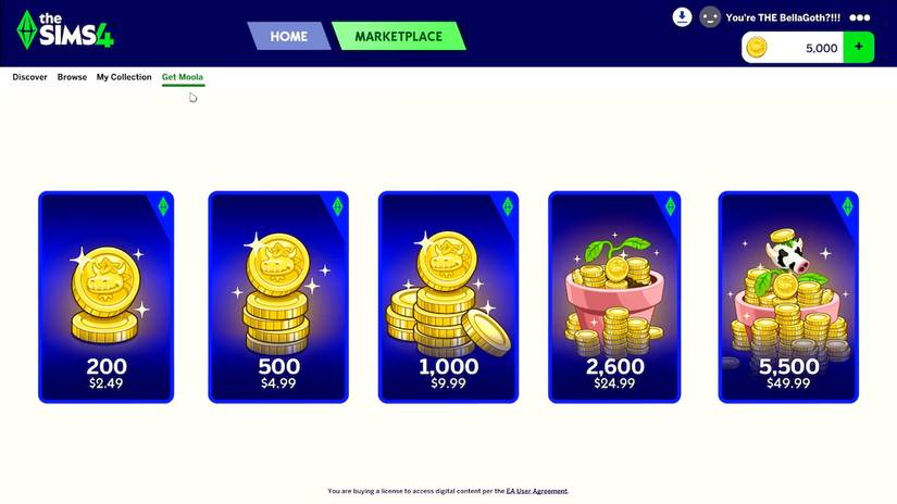 Sims 4 Marketplace Moola