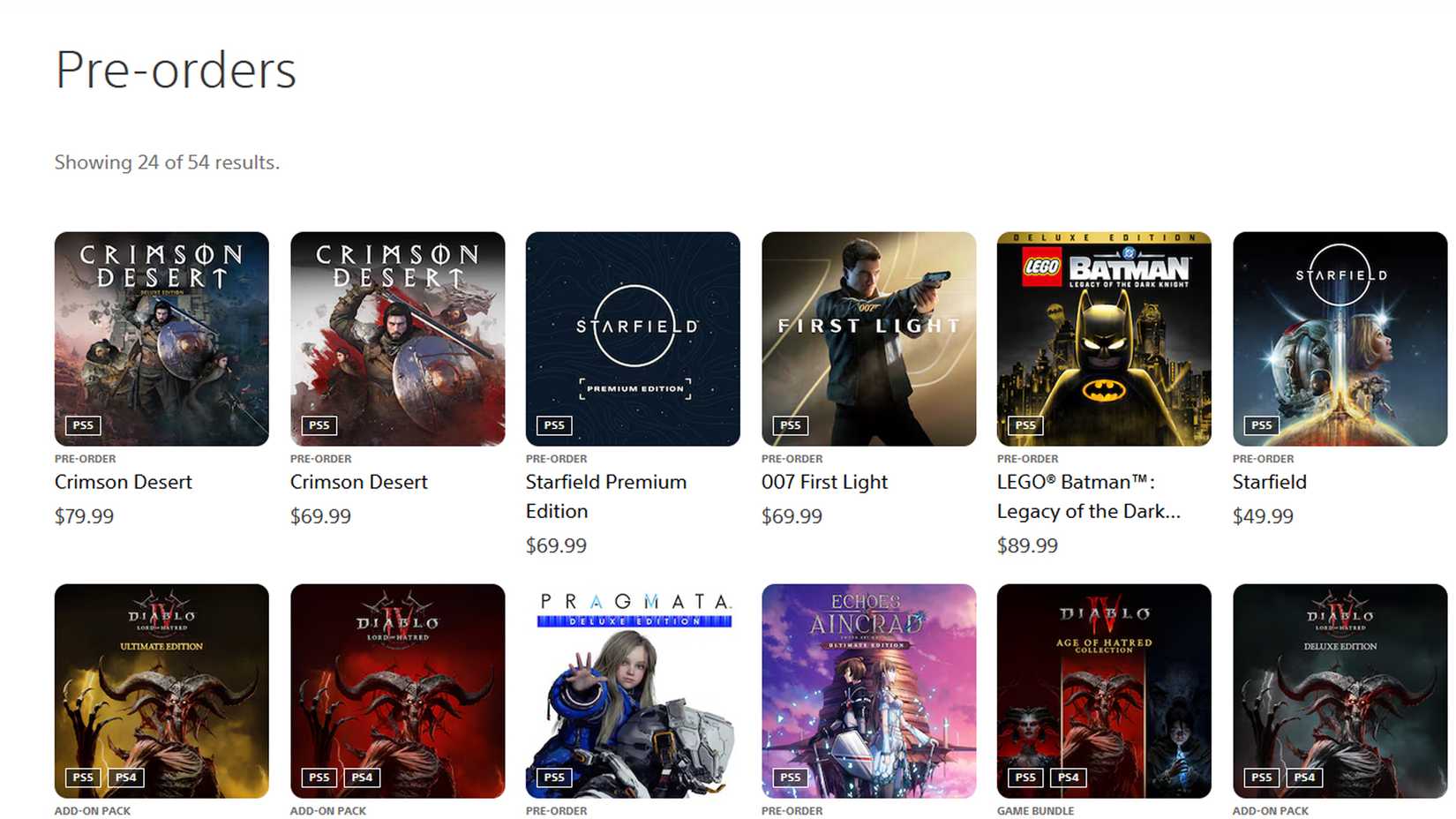 Starfield PS5 pre-orders on PSN
