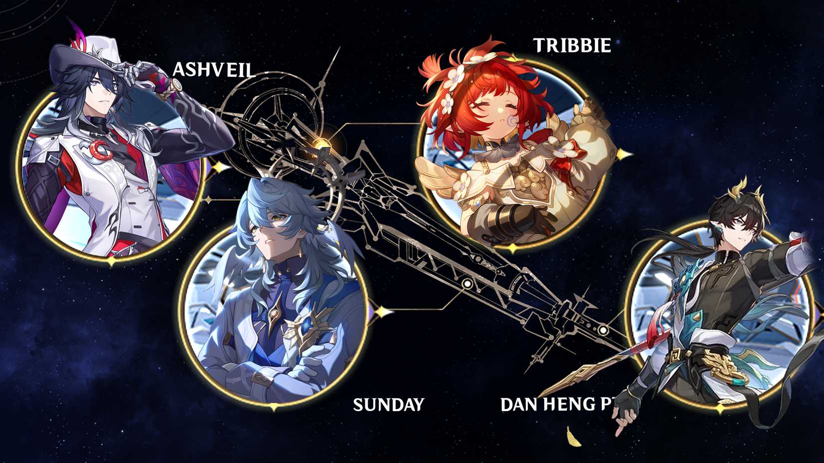 Sunday-Tribbie-Dan Heng PT-a Ashveil Top teams in Honkai Star Rail