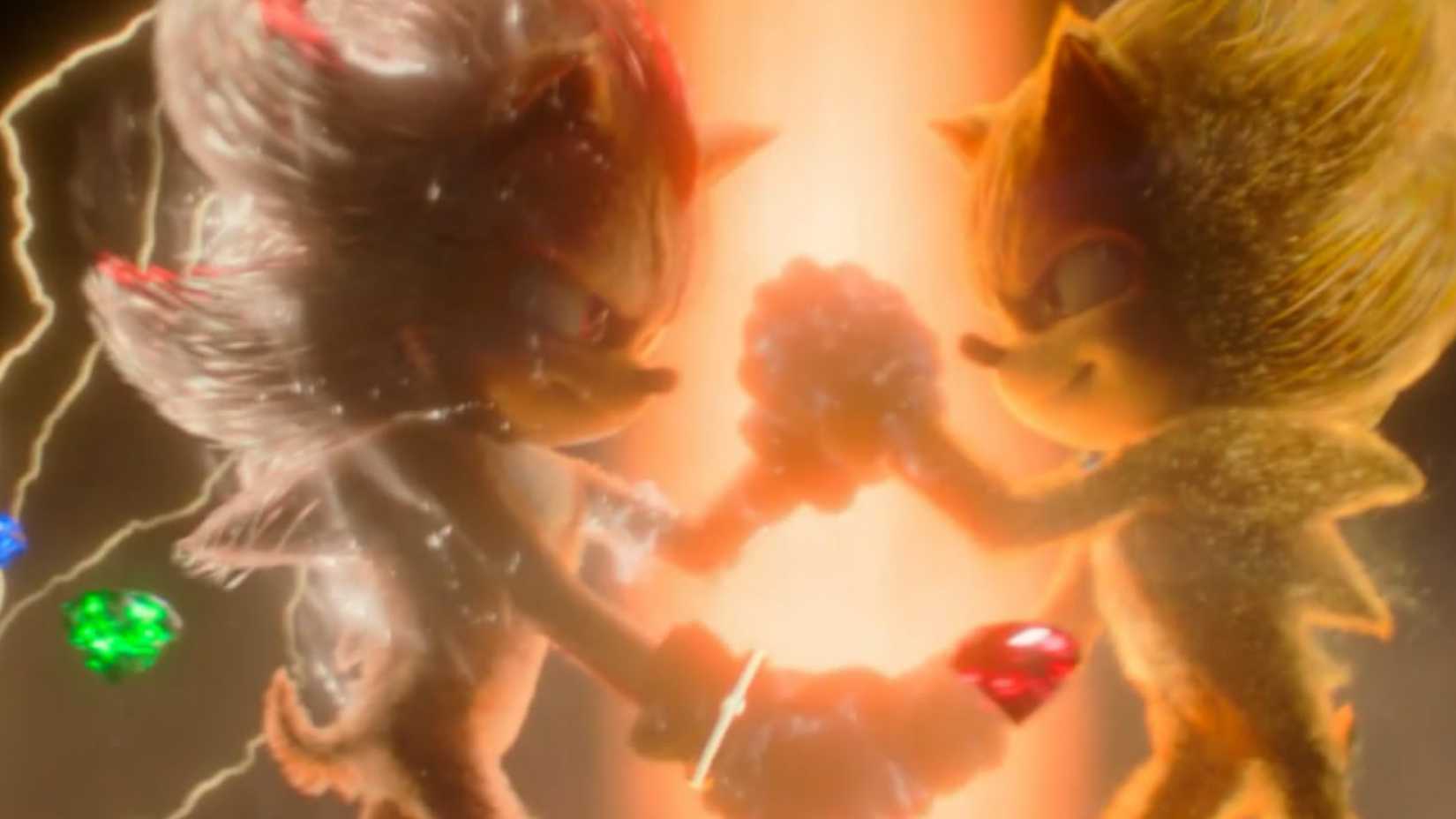 Super Sonic and Super Shadow in Sonic the Hedgehog 3.