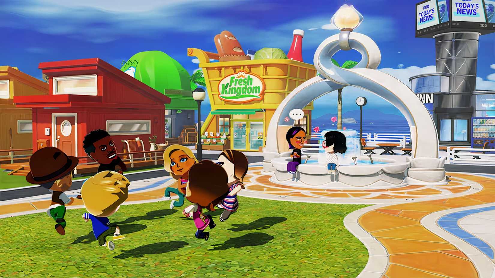 Tomodachi Life Living the Dream Miis dancing in a circle