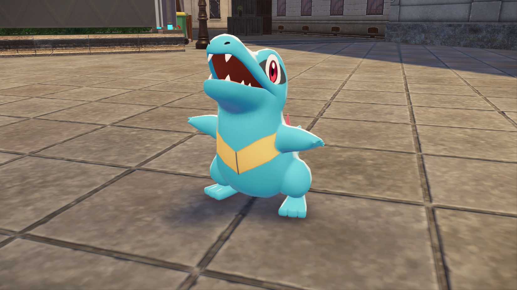 Totodile opens its mouth in Pokemon Legends ZA