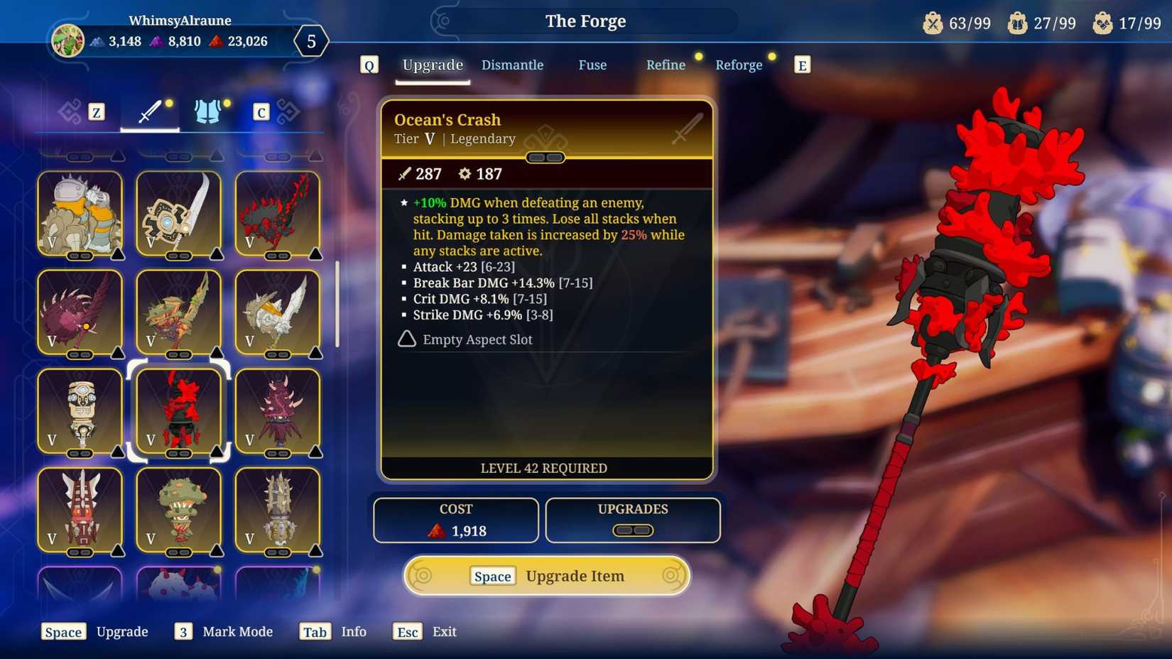 The legendary warclub, Ocean's Crash, in Towerborne