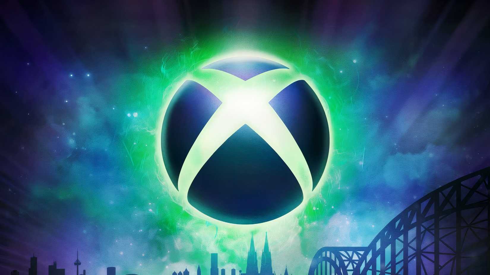Xbox logo with a city behind