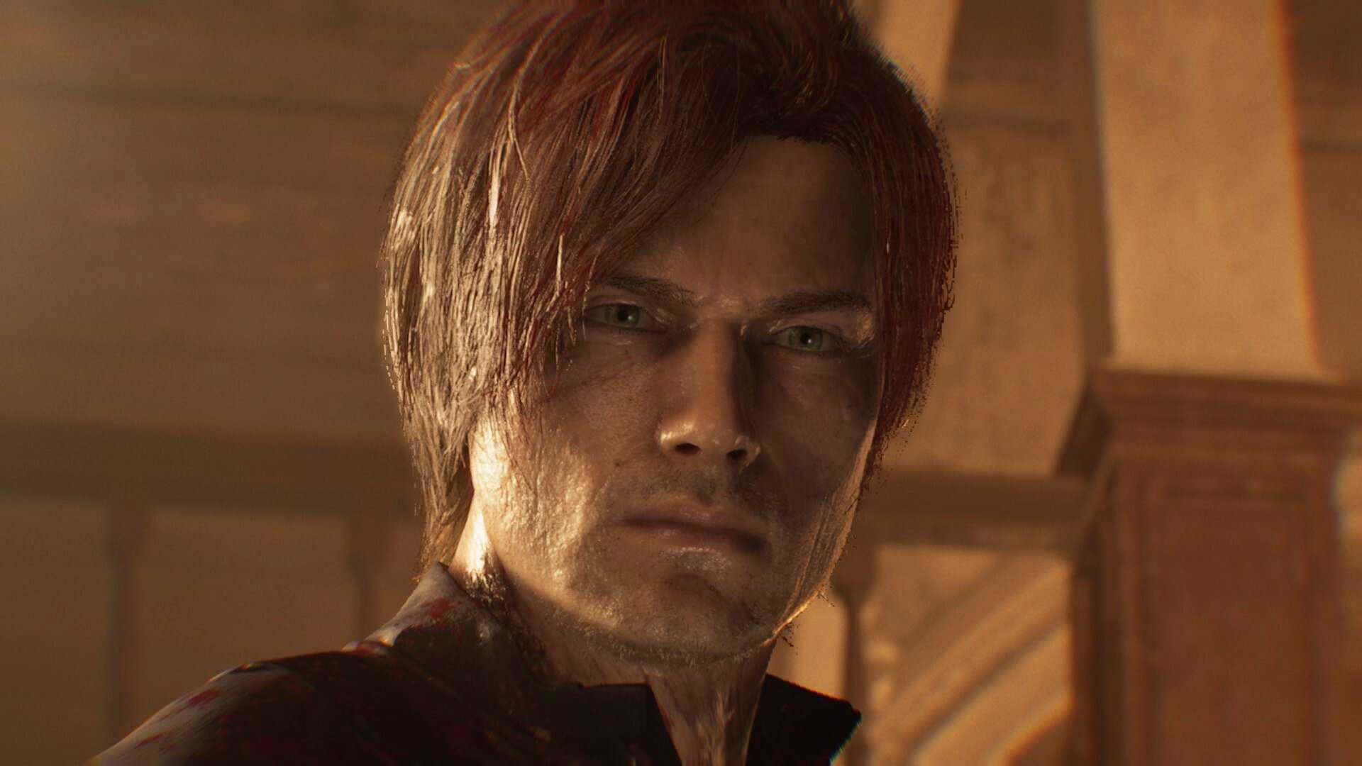 Leon S. Kennedy melihat ke bawah di Resident Evil Requiem