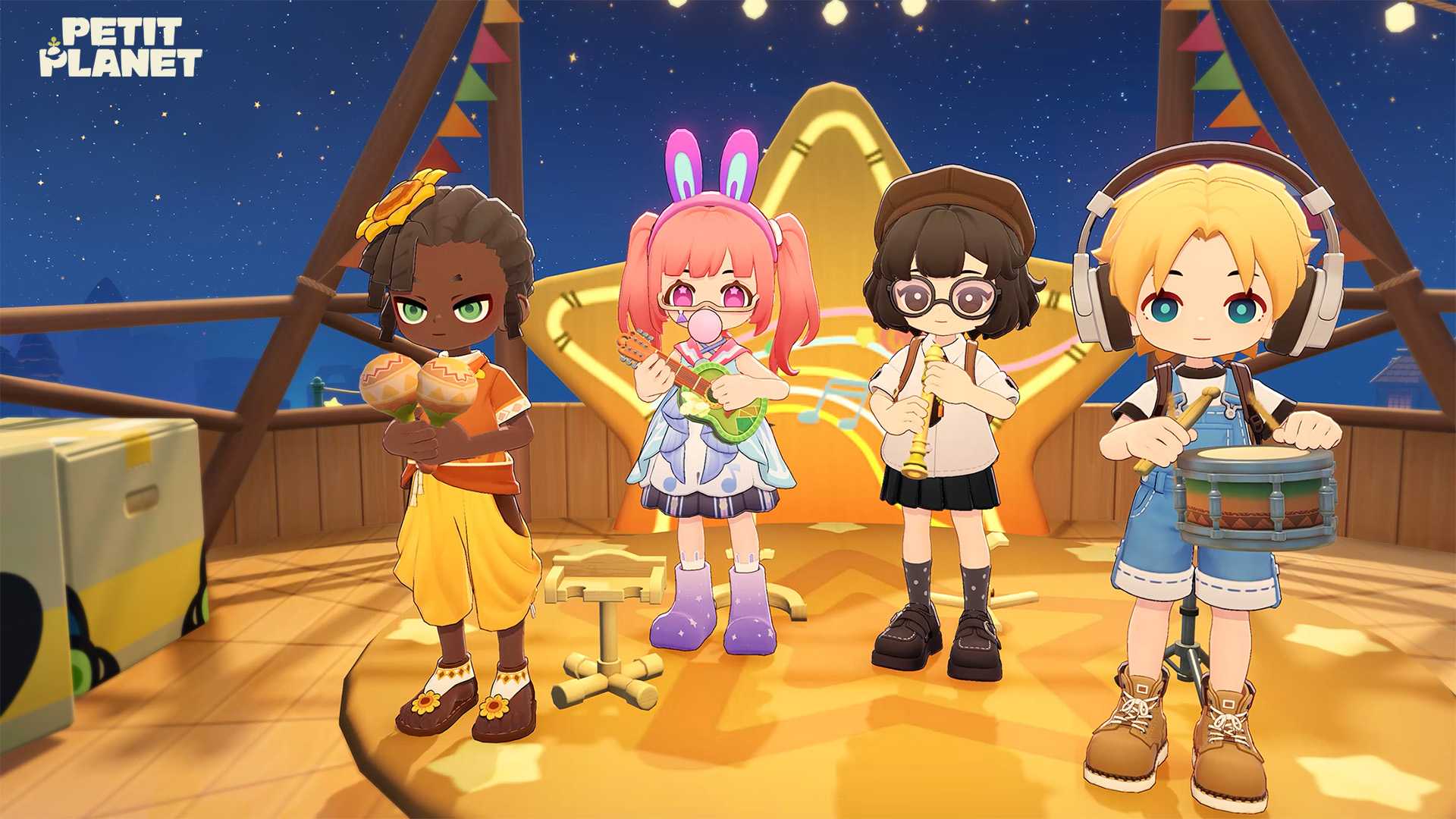 Four player characters in Petit Planet